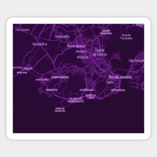 Rio de Janeiro purple map Magnet